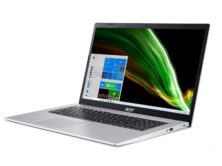 The Acer Aspire 1 laptop with the Windows 11 interface on the screen.