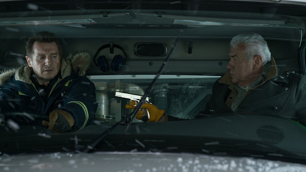 Liam Neeson and Tom Jackson in Cold Pursuit.