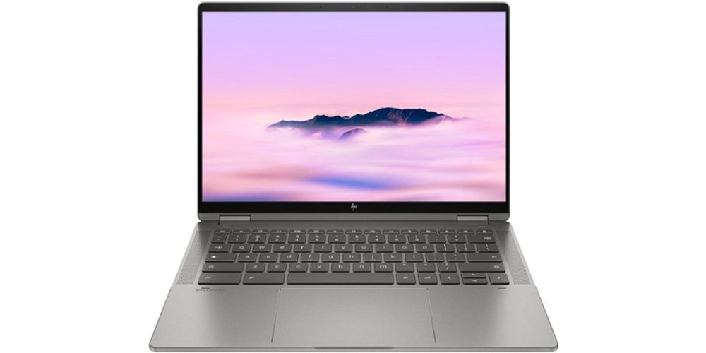 The HP 2-in-1 14-inch Chromebook Plus on a white background.