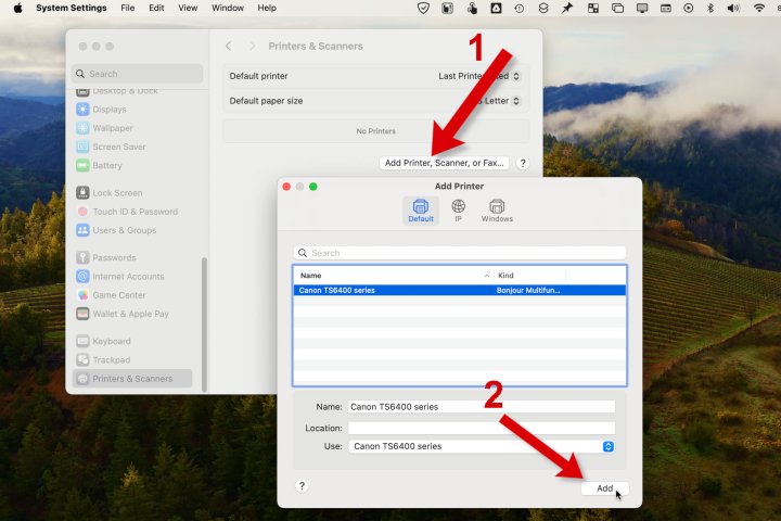 Here's how to add a printer in Mac System Settings.