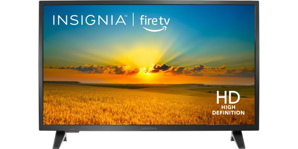 Insignia 32-inch HD TV on a white background.