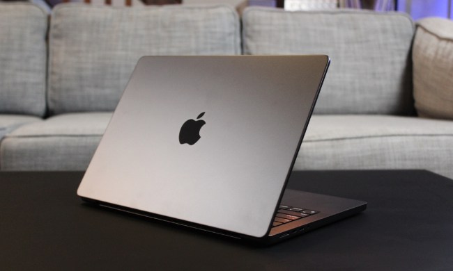 The 14-inch MacBook Pro with M3 Max chip seen from behind.