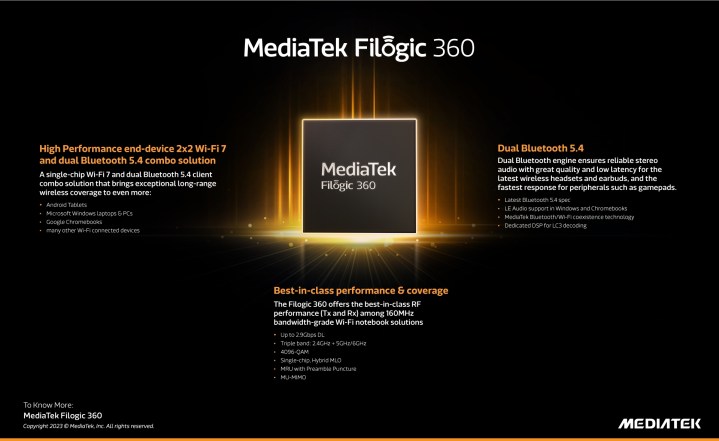 Infografía de MediaTek FiLogic 360.
