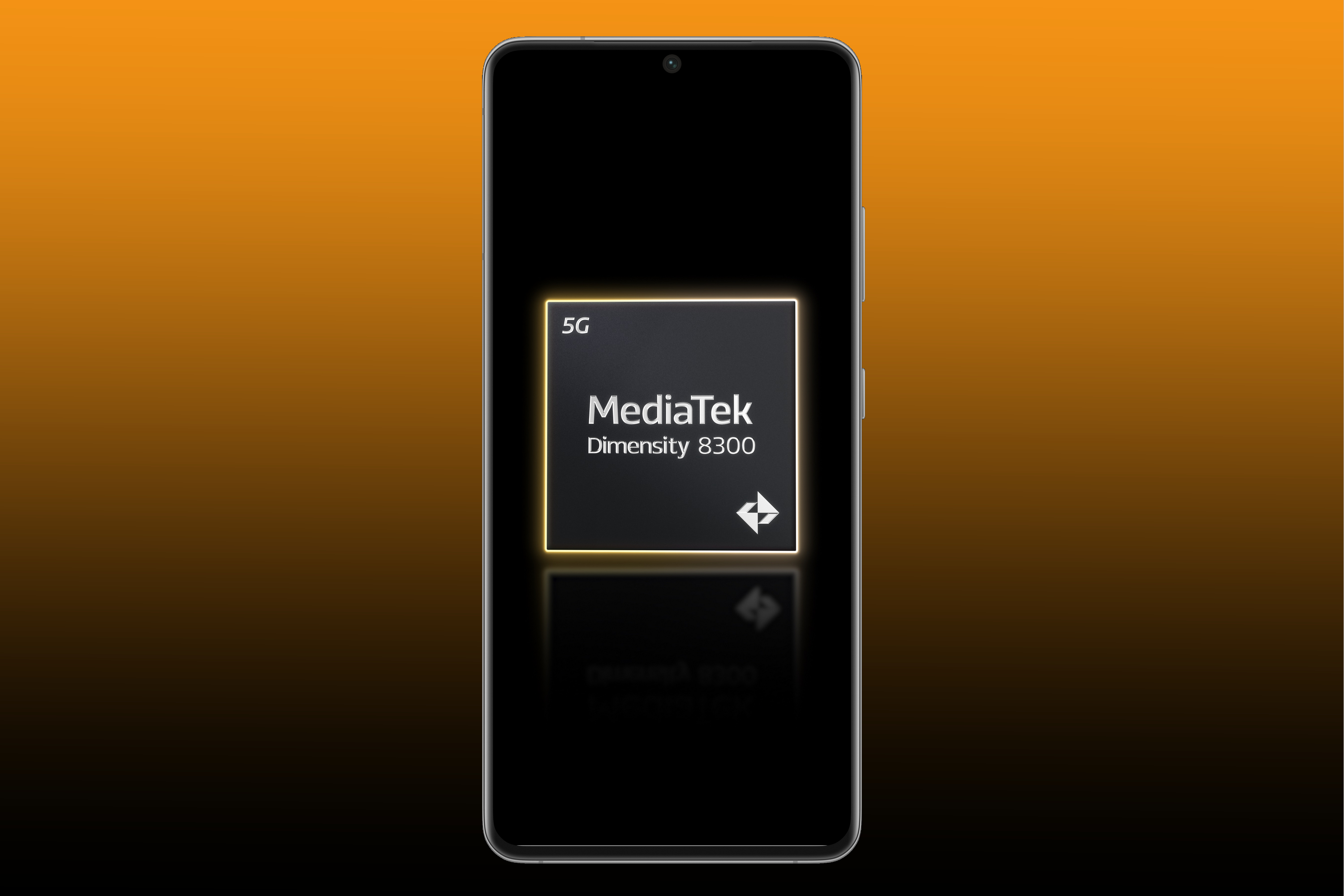 Representation of MediaTek Dimensity 8300 SoC on a phone.