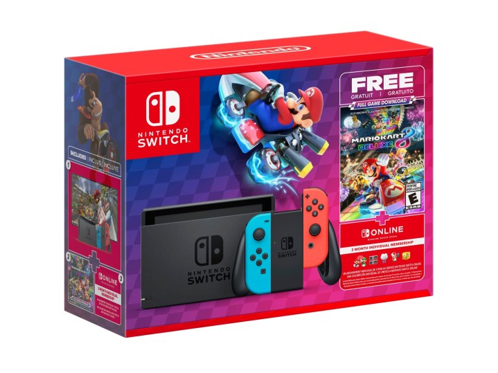 Nintendo Switch Black Friday deal with Mario Kart game and online membership.