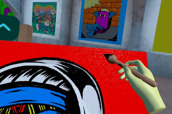 A screenshot from Painting VR shows a brush in use and gallery in the background.