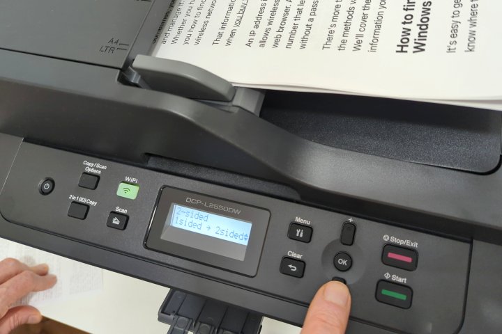 The DCPL2550DW can scan single-sided pages and print them as double-sided.