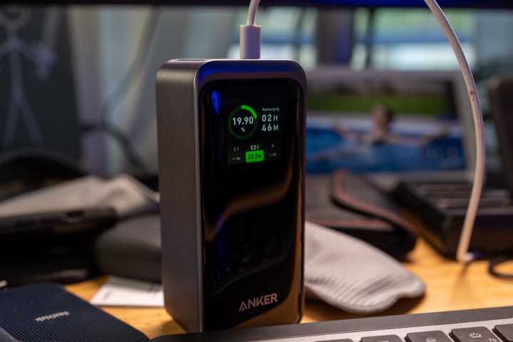 The Anker Prime Power Bank sitting on a desk.