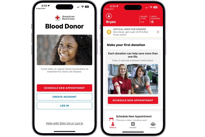 Blood Donor app for iPhone.