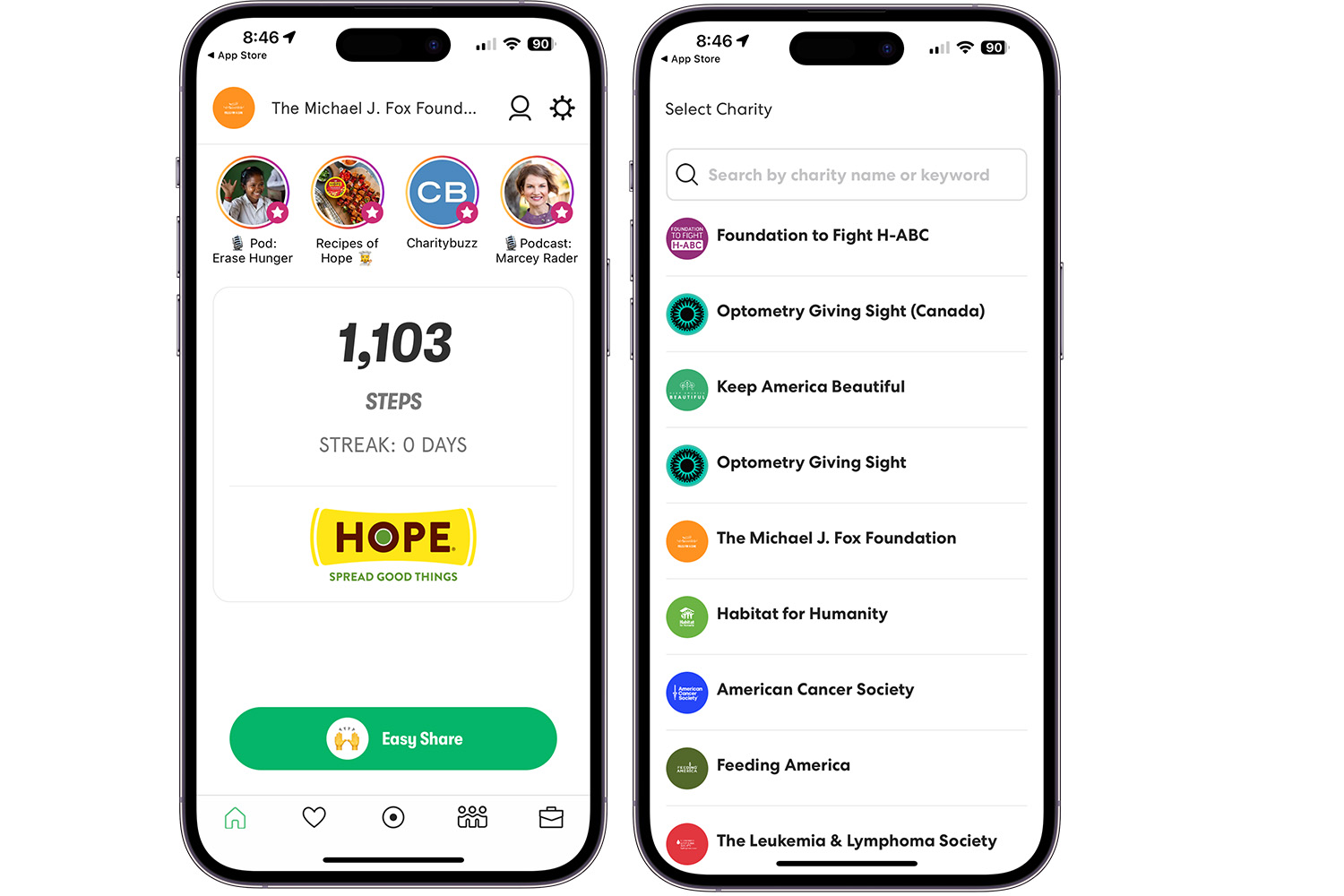 Charity Giving app for iPhone.