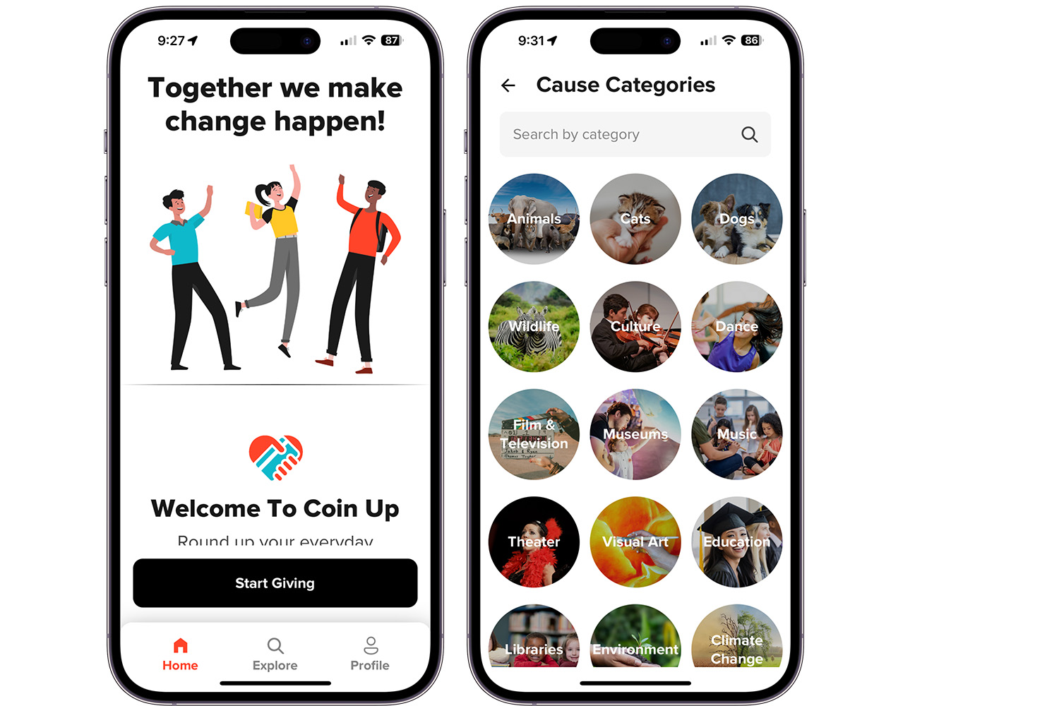 Coin Up app for iPhone.