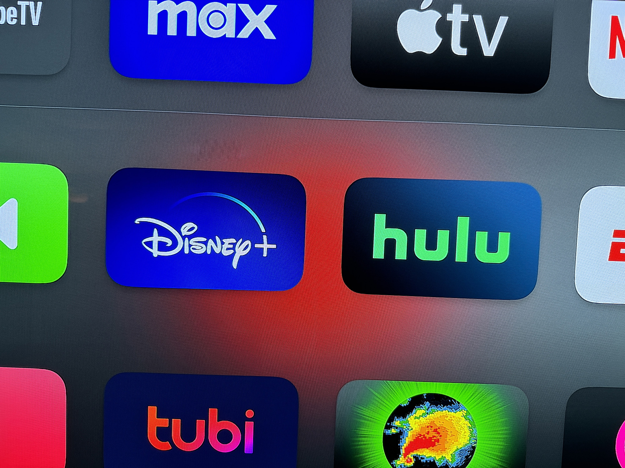 App icons for Hulu and Disney+ on Apple TV.