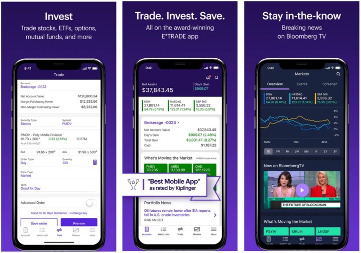 E*Trade on iOS.