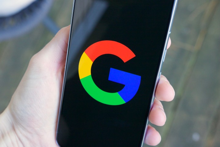 The Google "G" logo on an Android phone.