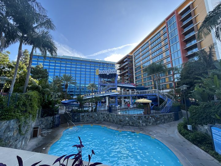 Disneyland Hotel pool area taken with iPhone 14.