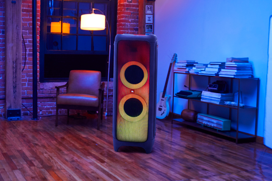 The JBL PartyBox 1000 in a loft apartment.