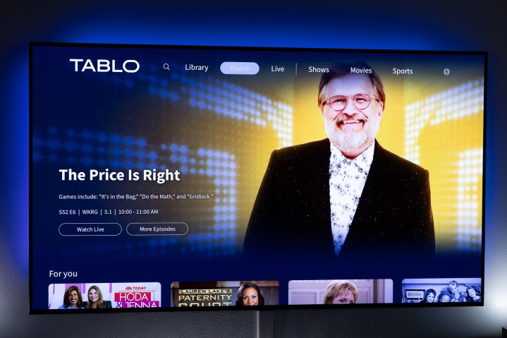 The Tablo home screen on a TV.
