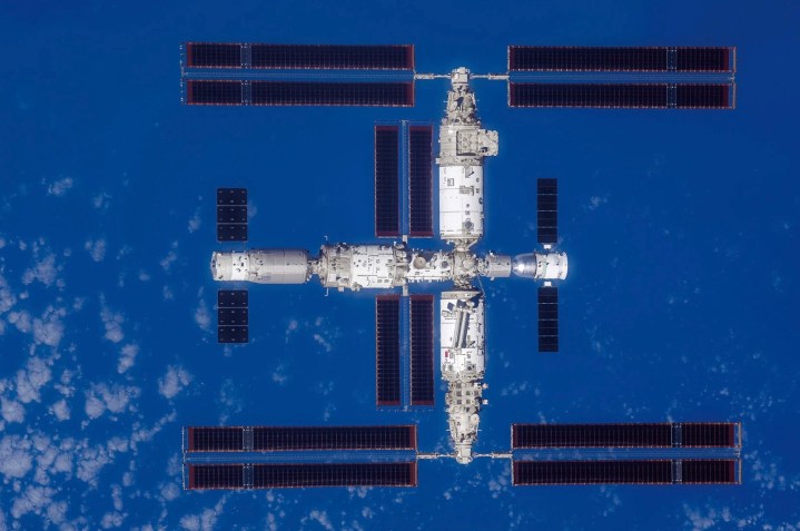 La estación espacial Tiangong de China vista desde arriba.