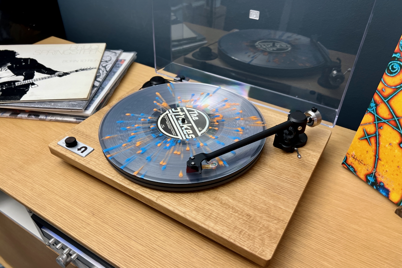 The U-Turn Orbit Special turntable playing a record.