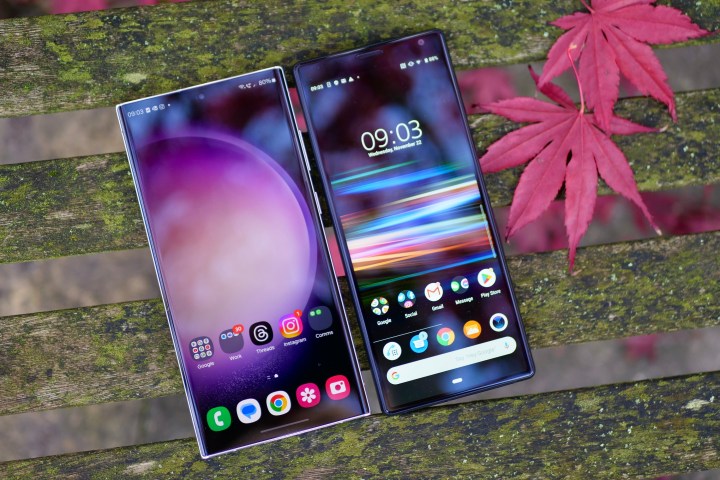 The Sony Xperia 10 Plus with the Samsung Galaxy S23 Ultra