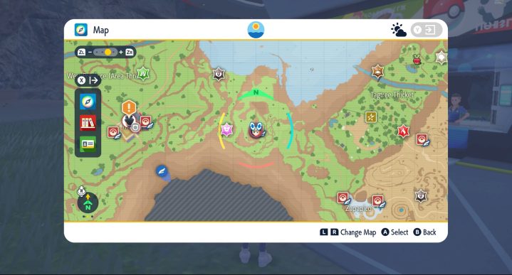 Una mappa di Paldea in Pokémon Scarlet e Violet.