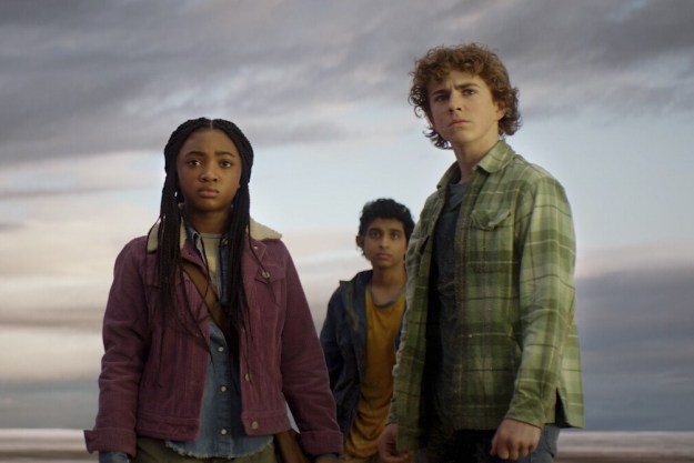 Annabeth, Grover, and Percy stand together in Percy Jackson and the Olympians.