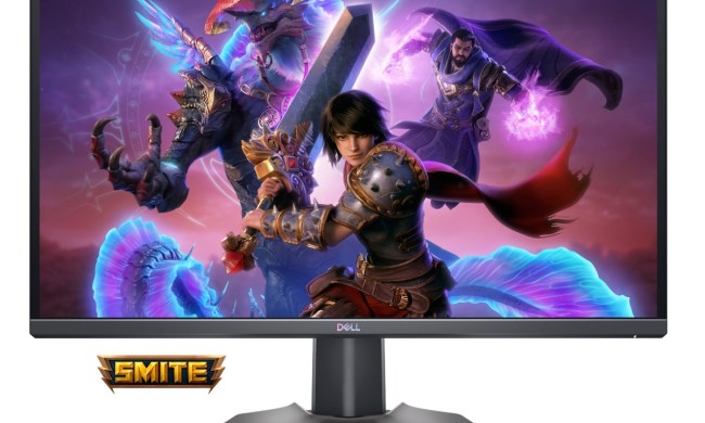 The Dell G2723H gaming monitor with Smite on its screen.