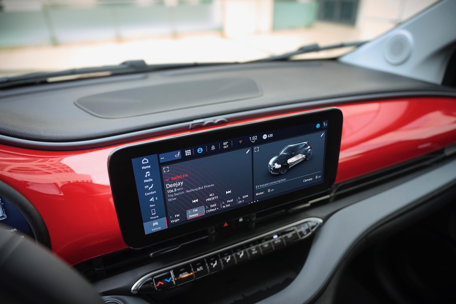 Touchscreen in a 2024 Fiat 500e.