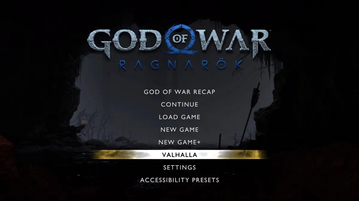 Главное меню God of War: Ragnarok.