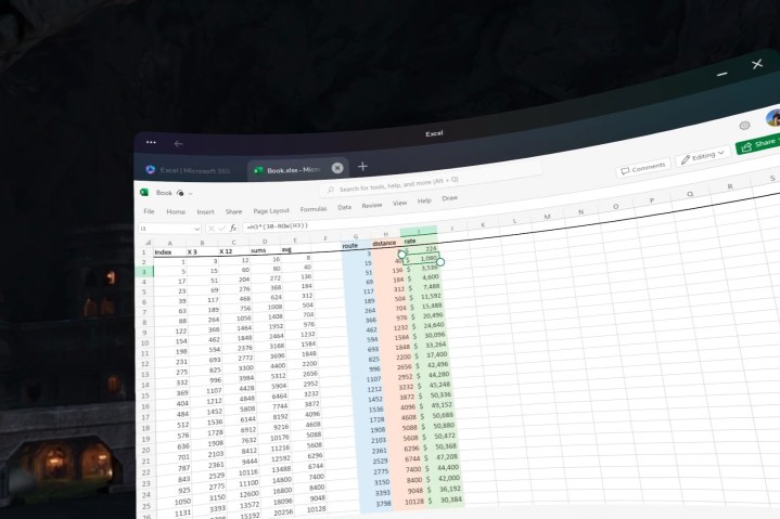It's easy to color and style a spreadsheet in Excel on the Quest 3.