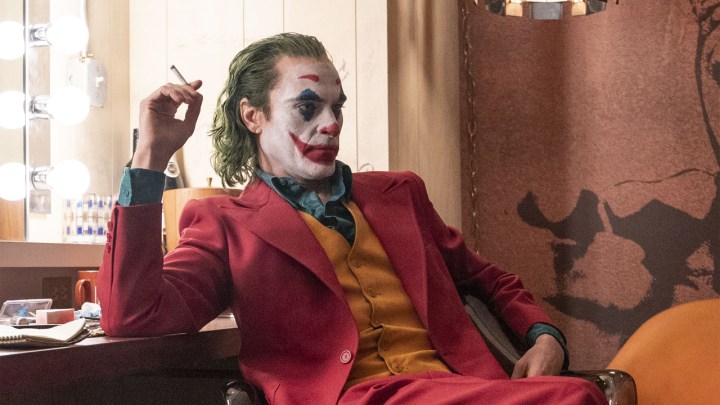 Joaquin Phoenix smokes a cigarette in Joker.