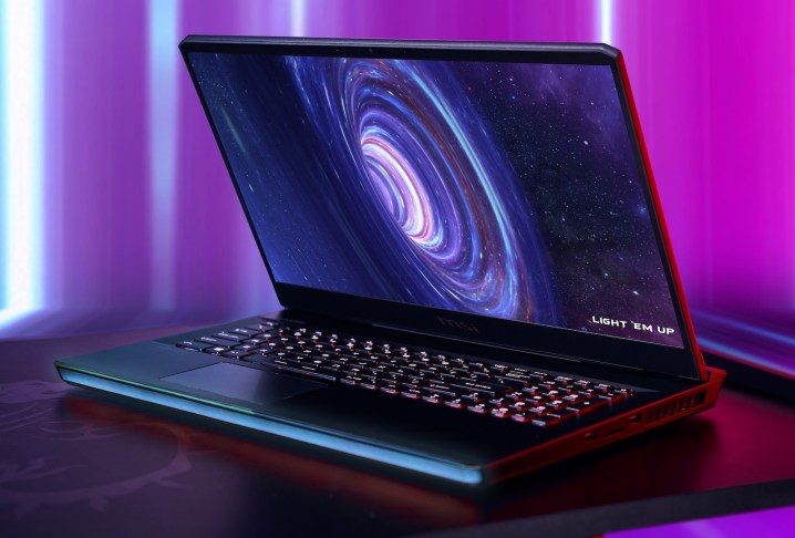 MSI Cyborg gaming laptop on a table.