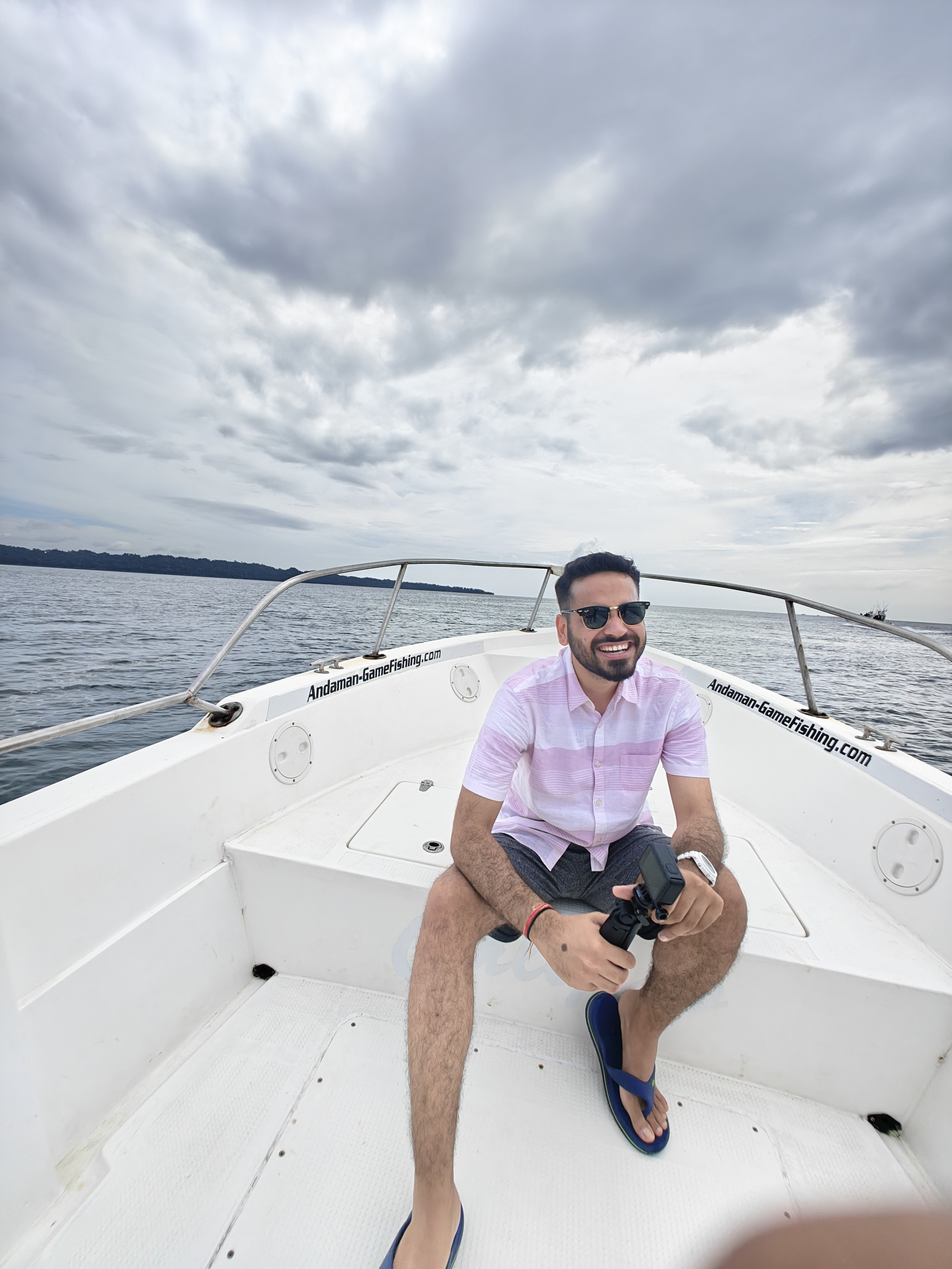 Prakhar Khanna on a speedboat.