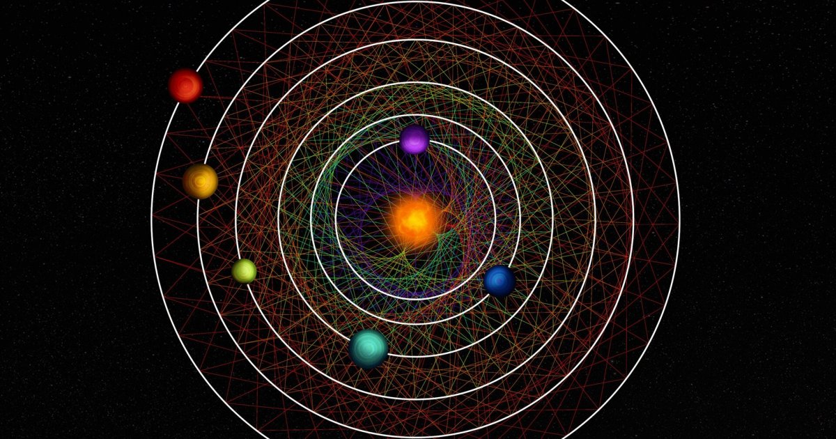 Système stellaire unique avec six planètes en formation géométrique