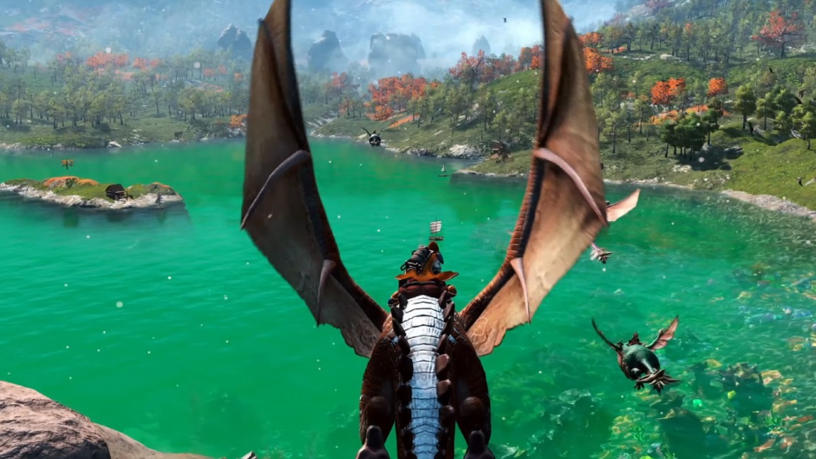 Player riding a dragon in Light No Fire.