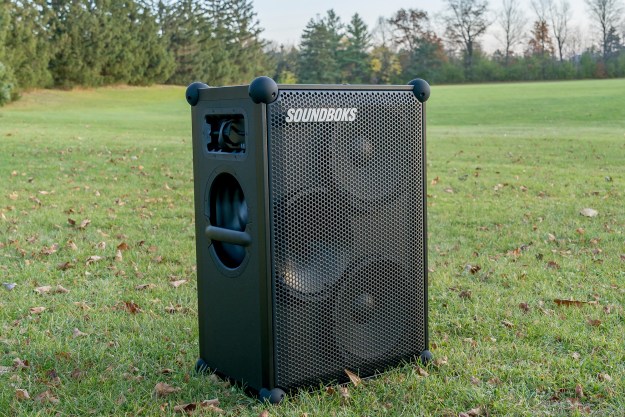 View of Soundboks 4 showing drivers and woofer.