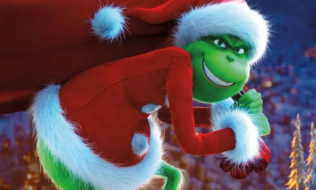 The Grinch in the process of stealing Christmas.