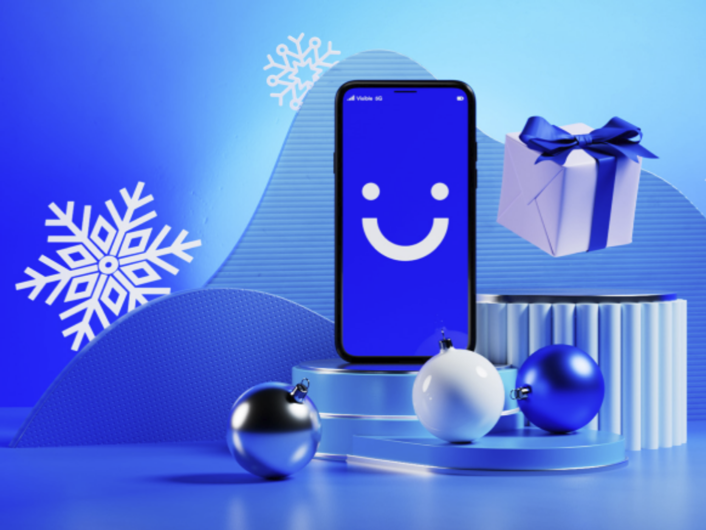 Visible wireless holiday deal feature with snow and more.