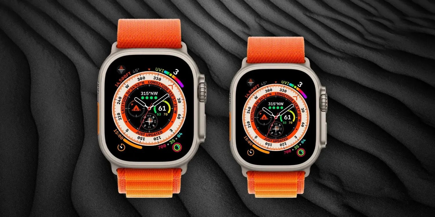A render of an Apple Watch Ultra that is 11% larger than the current size.