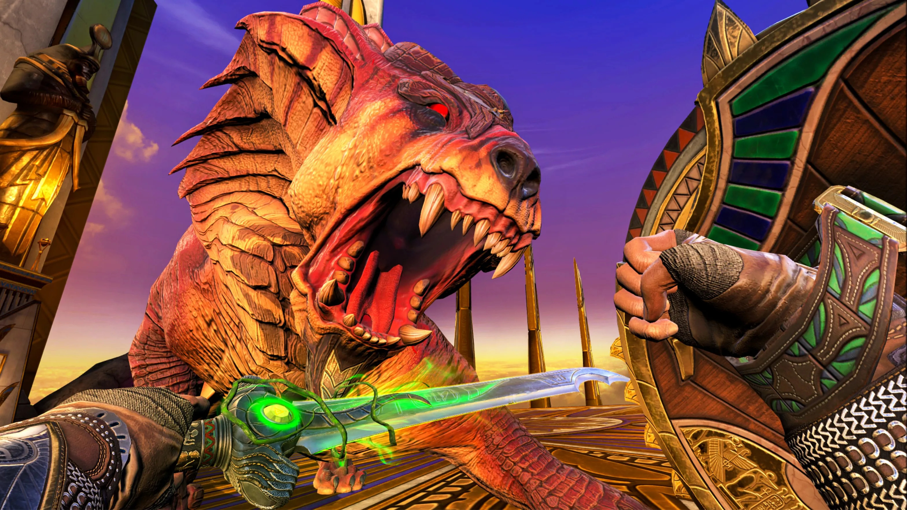 A player battles a four-legged beast in Asgard's Wrath 2.