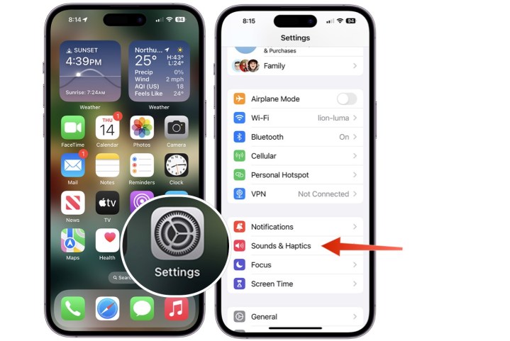 Screenshot showing how to change the default notification sound on iPhone. 