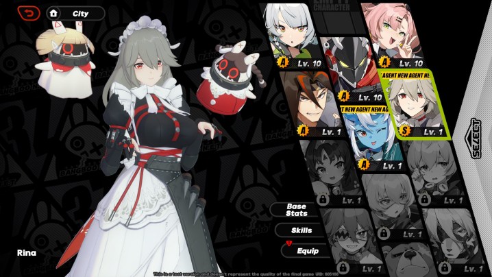 Zenless Zone Zero character select with maid Rina