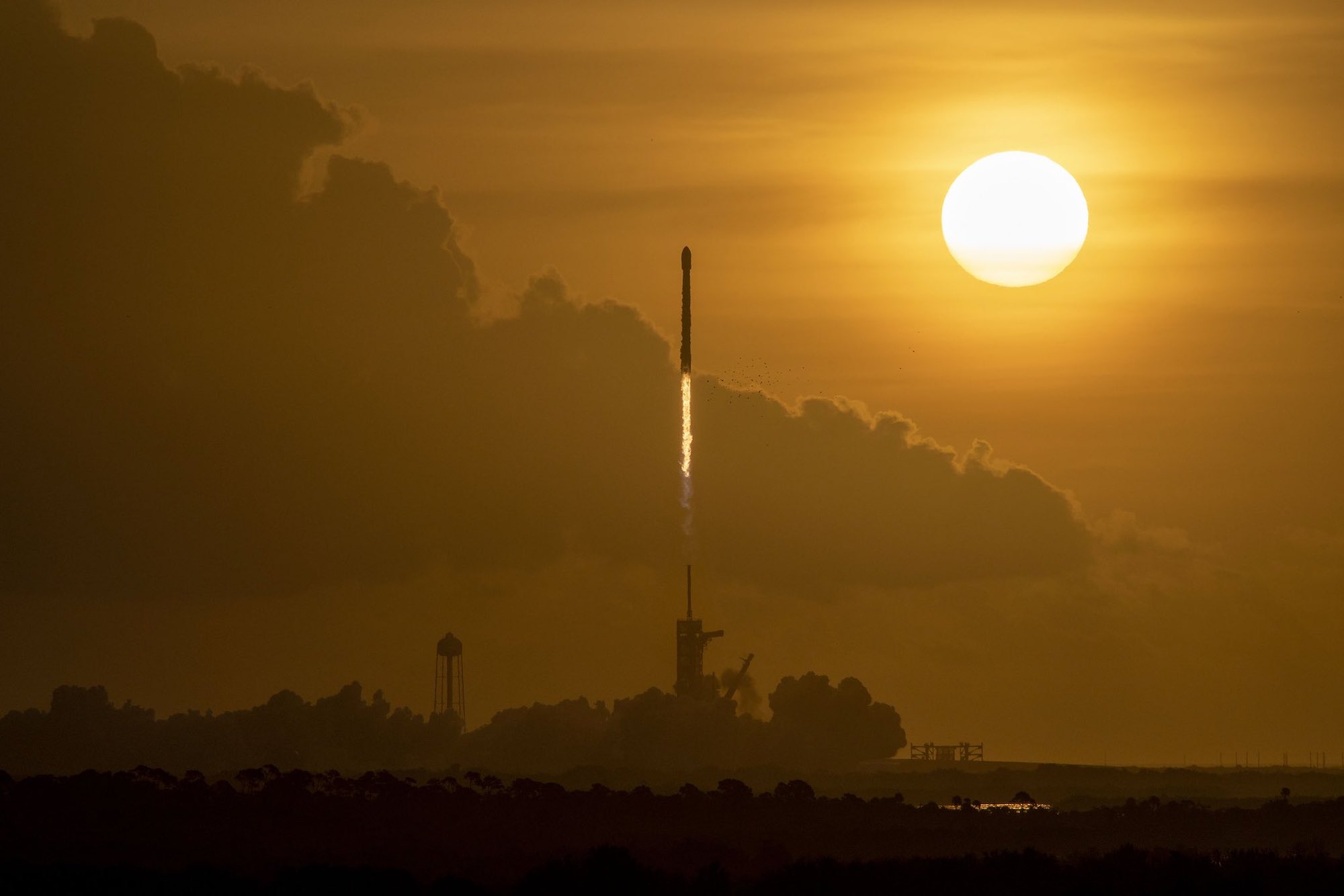 SpaceX's historic B1058 Falcon 9 booster during one of its 19 flights.