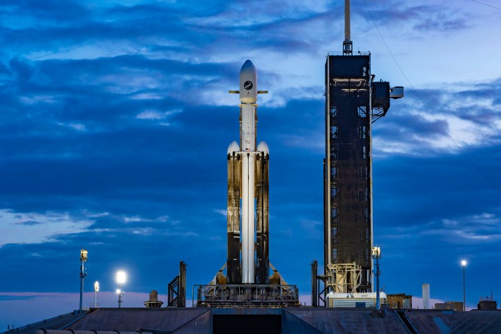 The Falcon Heavy on the launchpad in December 2023.