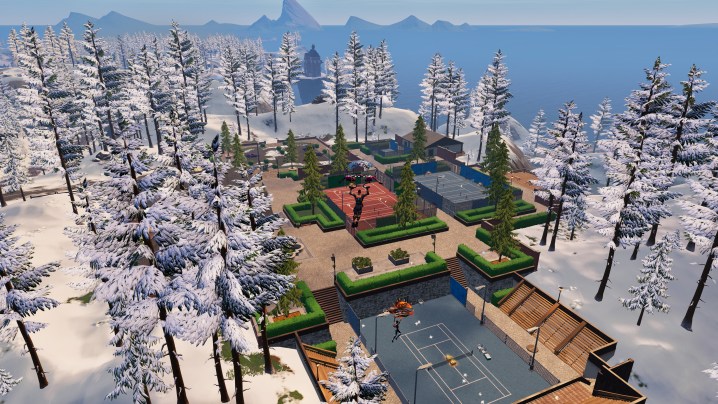 Dropping into the Classy Courts location in Fortnite.
