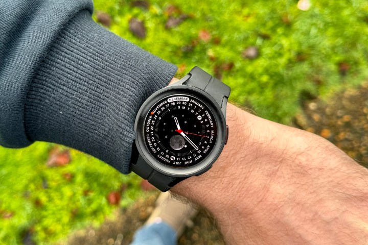 A person wearing the Samsung Galaxy Watch 5 Pro.