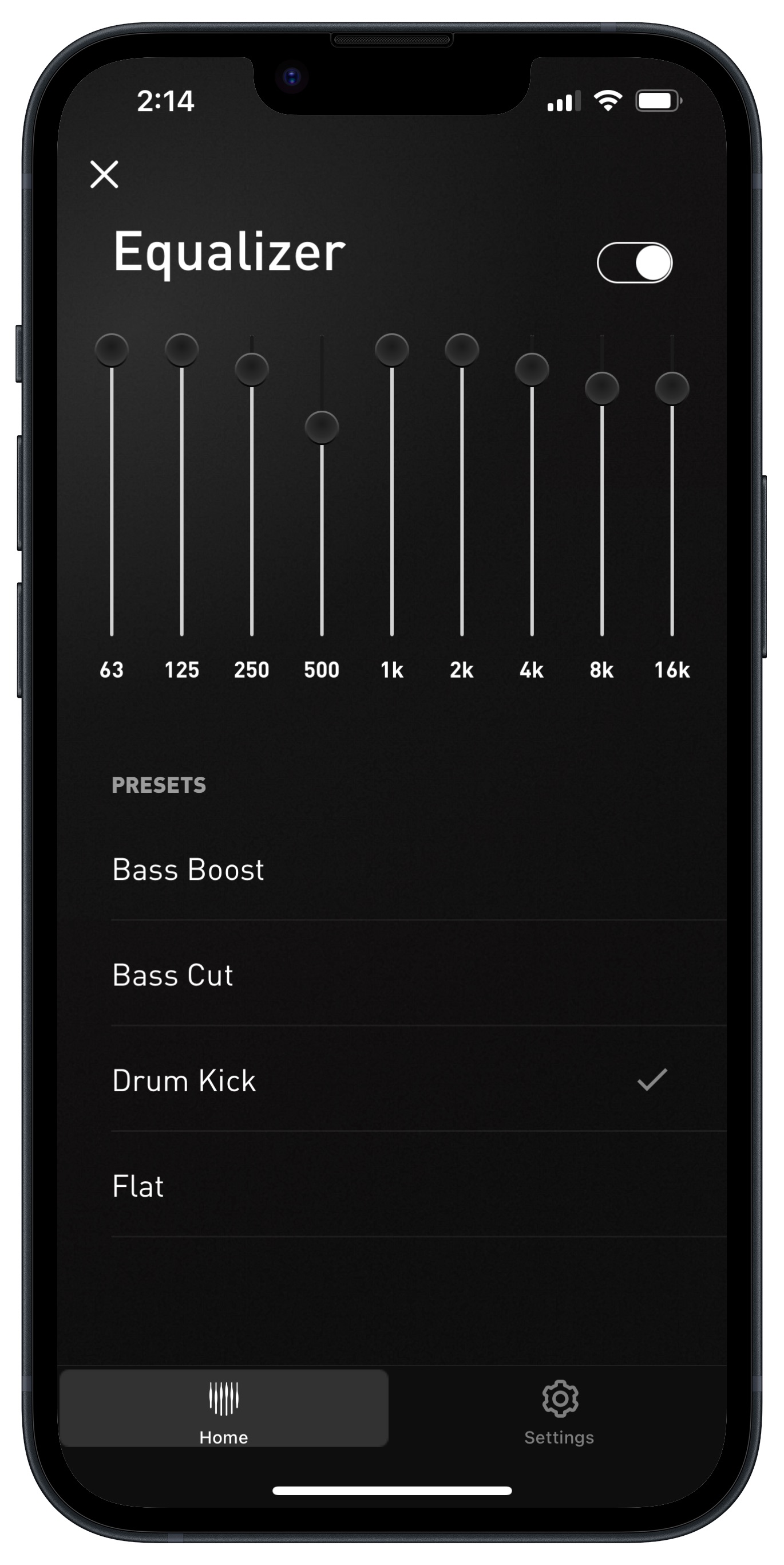 Hed Unity app for iOS: equalizer and presets.