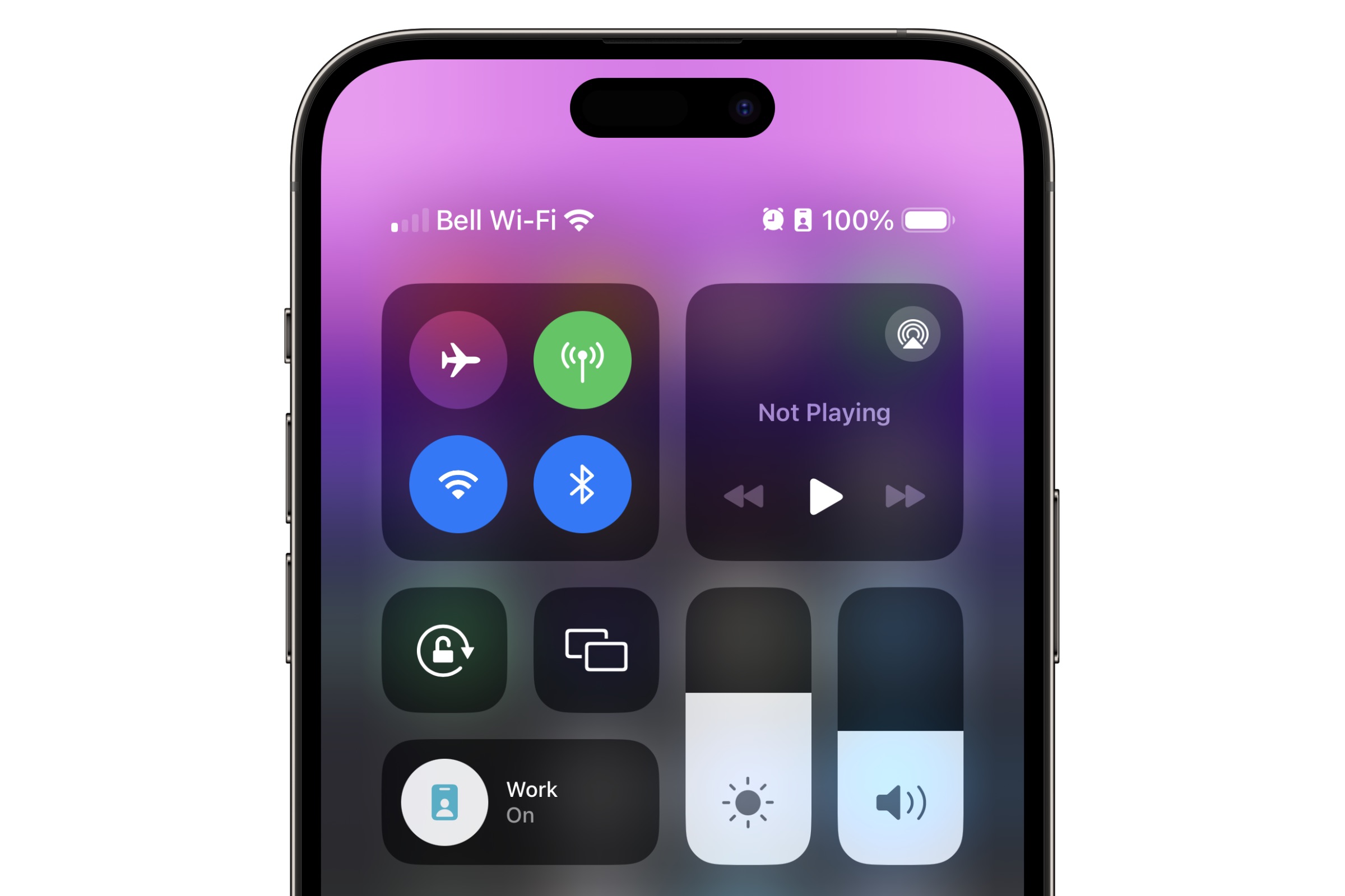 iPhone showing Control Center.