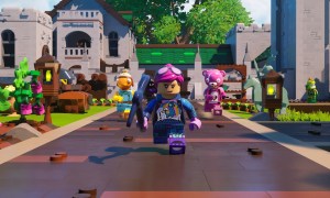 Fortnite characters run together in Lego Fortnite.