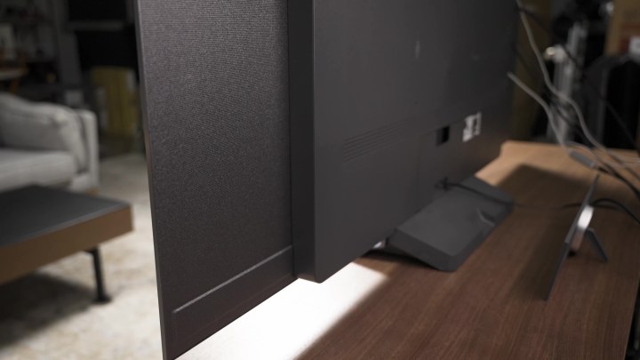 The rear panel speakers on an LG C3 OLED TV. 